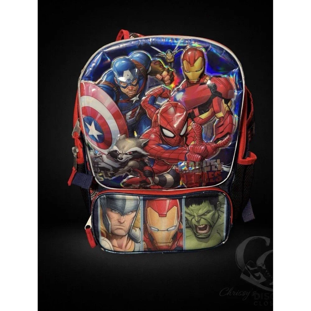 Marvel Heroes Avengers 16” Backpack Spider-Man Iron Man Captain America Hulk